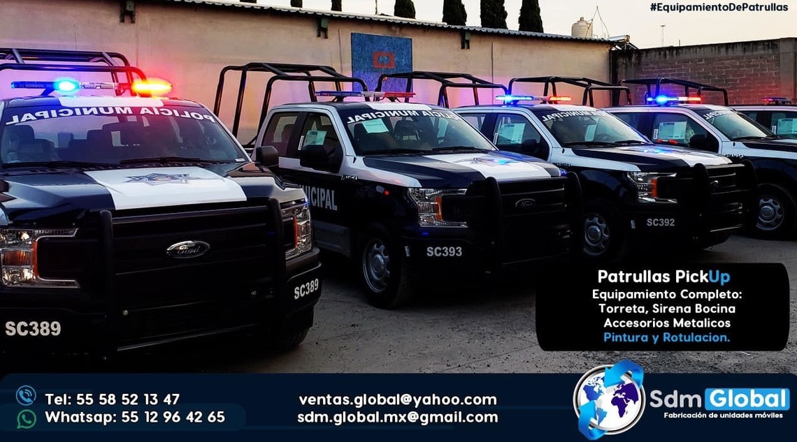 Equipamiento de Patrullas nuevas equipadas con equipo accesorios luces fabricacion venta de patrullas ambulancias de traslado urgencias medicas gruas de plataforma camiones de basura pipas para agua unidades moviles especiales sdm global mexico 2021 Equipamiento de Patrullas nuevas equipadas con equipo accesorios luces fabricacion venta de patrullas ambulancias de traslado urgencias medicas gruas de plataforma camiones de basura pipas para agua unidades moviles especiales sdm global mexico 2021