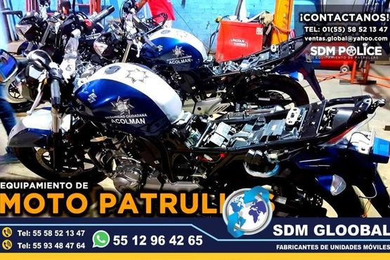 Conversion, Equipamiento de Moto Patrullas, Fabricacion y Venta de Luces Accesorios y Equipo SDM Global Mexico somos una empresa líder en el Equipamiento de MotoPatrullas asi como de unidades moviles de rescate, salvamento, proximidad, primer respodiente, equipo tactito, anti motin, fuerzas especiales, semi remolques con personal altamente capasitado para su fabricacion, Roll bar, Tumbaburros, Burrera, Banca central, Defensa trasera, Lona, Rotulacion, Pintura, Torreta de leds, sirena, bocina, codigos, estrobos, luces, etc. somos fabricantes.El término auto o moto Patrulla es utilizado para Patrullar un área concreta asignada. Su función primaria es servir de apoyo a los oficiales de Policía en sus tareas diarias como rondines y traslado de delincuentes. somos fabricantes de unidades moviles especiales.Somos una Empresa Mexicana líder en el Mercado con años de experiencia, especialistas en el Equipamiento de Patrullas Equipadas Cajas y Remolques Unidades Moviles Especiales de Seguridad, Rescate, Salvamento, Salud, Comunicacion, Higine, etc.,Somos fabribricantes directos, distribuidores en todo Mexico, comunicate y te atenderemos personalmente. Conversion, Equipamiento de Moto Patrullas, Fabricacion y Venta de Luces Accesorios y Equipo SDM Global Mexico somos una empresa líder en el Equipamiento de MotoPatrullas asi como de unidades moviles de rescate, salvamento, proximidad, primer respodiente, equipo tactito, anti motin, fuerzas especiales, semi remolques con personal altamente capasitado para su fabricacion, Roll bar, Tumbaburros, Burrera, Banca central, Defensa trasera, Lona, Rotulacion, Pintura, Torreta de leds, sirena, bocina, codigos, estrobos, luces, etc. somos fabricantes.El término auto o moto Patrulla es utilizado para Patrullar un área concreta asignada. Su función primaria es servir de apoyo a los oficiales de Policía en sus tareas diarias como rondines y traslado de delincuentes. somos fabricantes de unidades moviles especiales.Somos una Empresa Mexicana líder en el Mercado con años de experiencia, especialistas en el Equipamiento de Patrullas Equipadas Cajas y Remolques Unidades Moviles Especiales de Seguridad, Rescate, Salvamento, Salud, Comunicacion, Higine, etc.,Somos fabribricantes directos, distribuidores en todo Mexico, comunicate y te atenderemos personalmente.