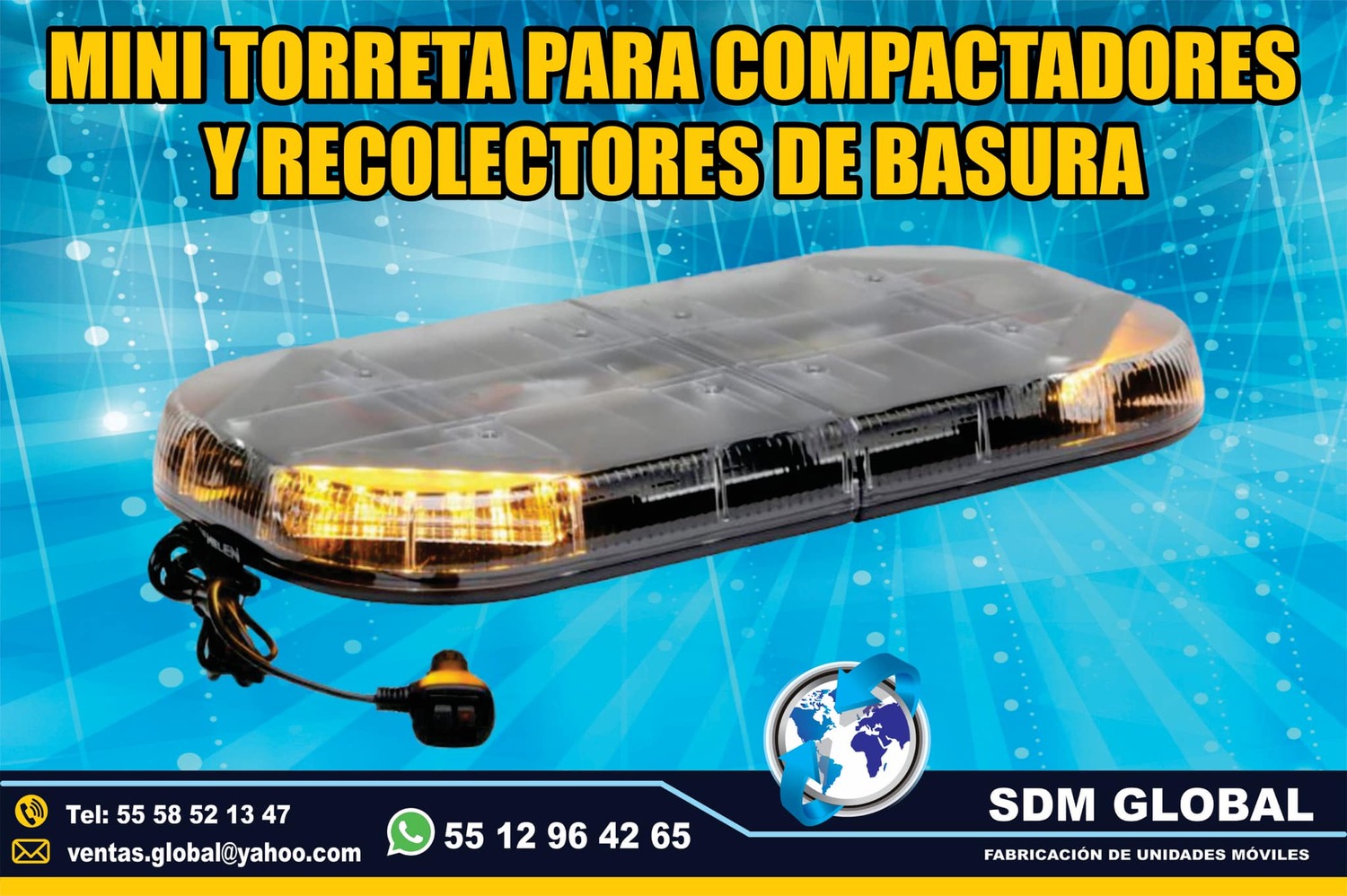 Venta de Mini Torreta color ambar auxiliar para compactadores recolectores de basura           <br>