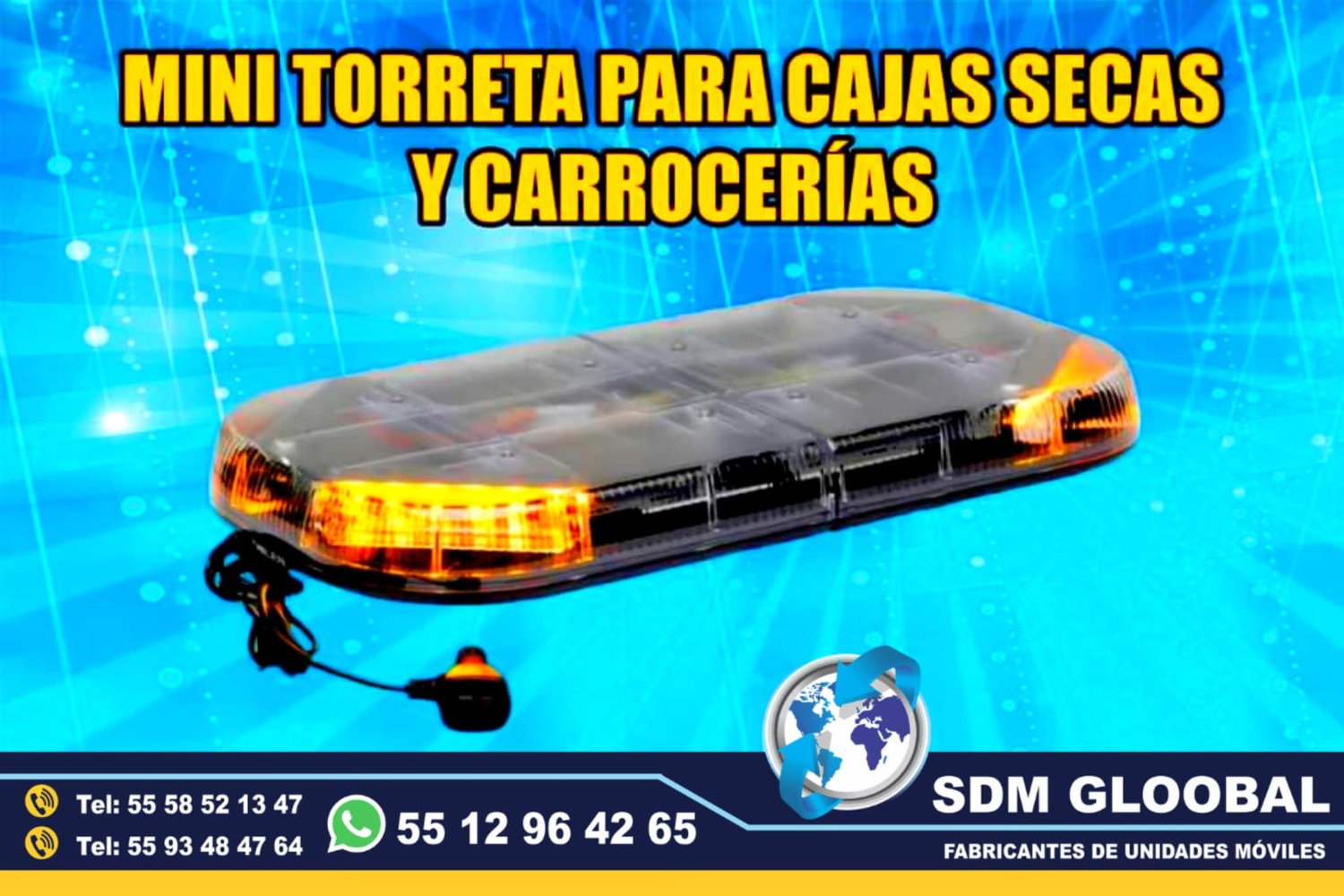 Venta de Mini Torreta de Leds color ambar para unidades moviles