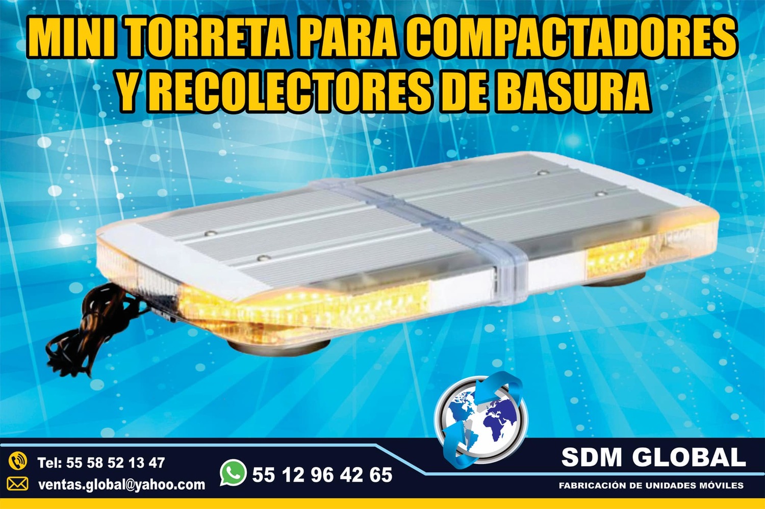 Venta de Mini Torreta color ambar auxiliar para compactadores recolectores de basura           <br>