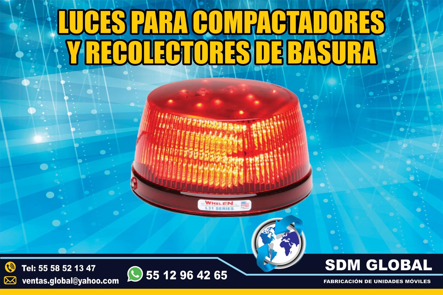 Venta de Mini Torreta color ambar auxiliar para compactadores recolectores de basura           <br>