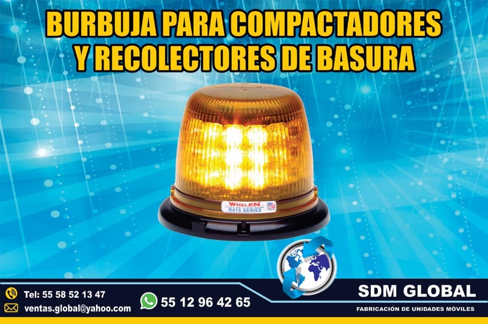 Venta de Mini Torreta color ambar auxiliar para compactadores recolectores de basura           <br>