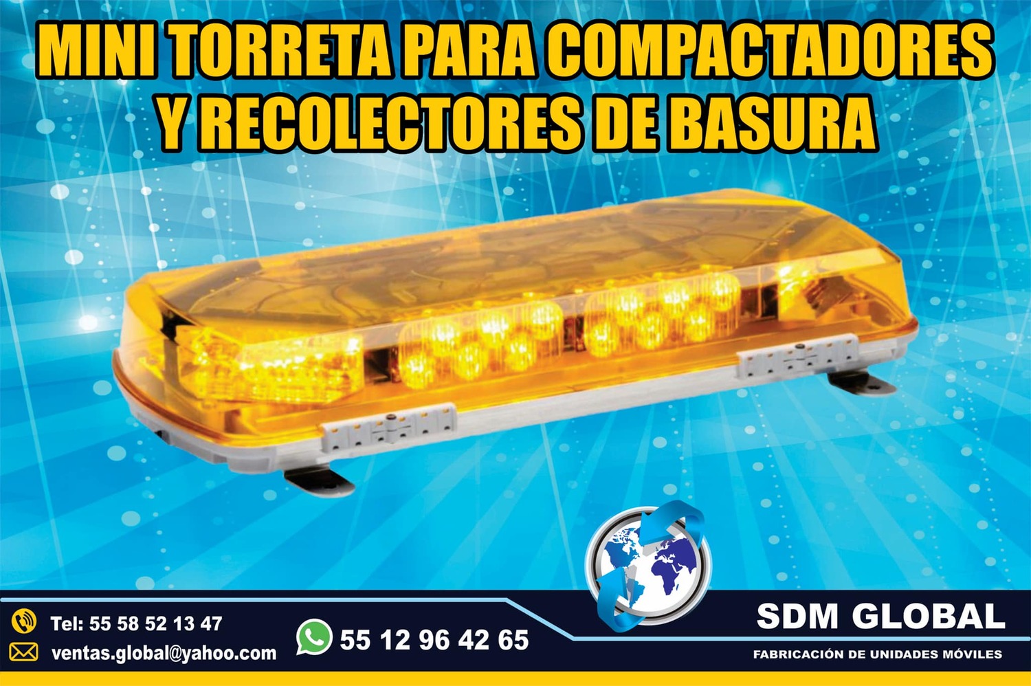 Venta de Mini Torreta color ambar auxiliar para compactadores recolectores de basura           <br>