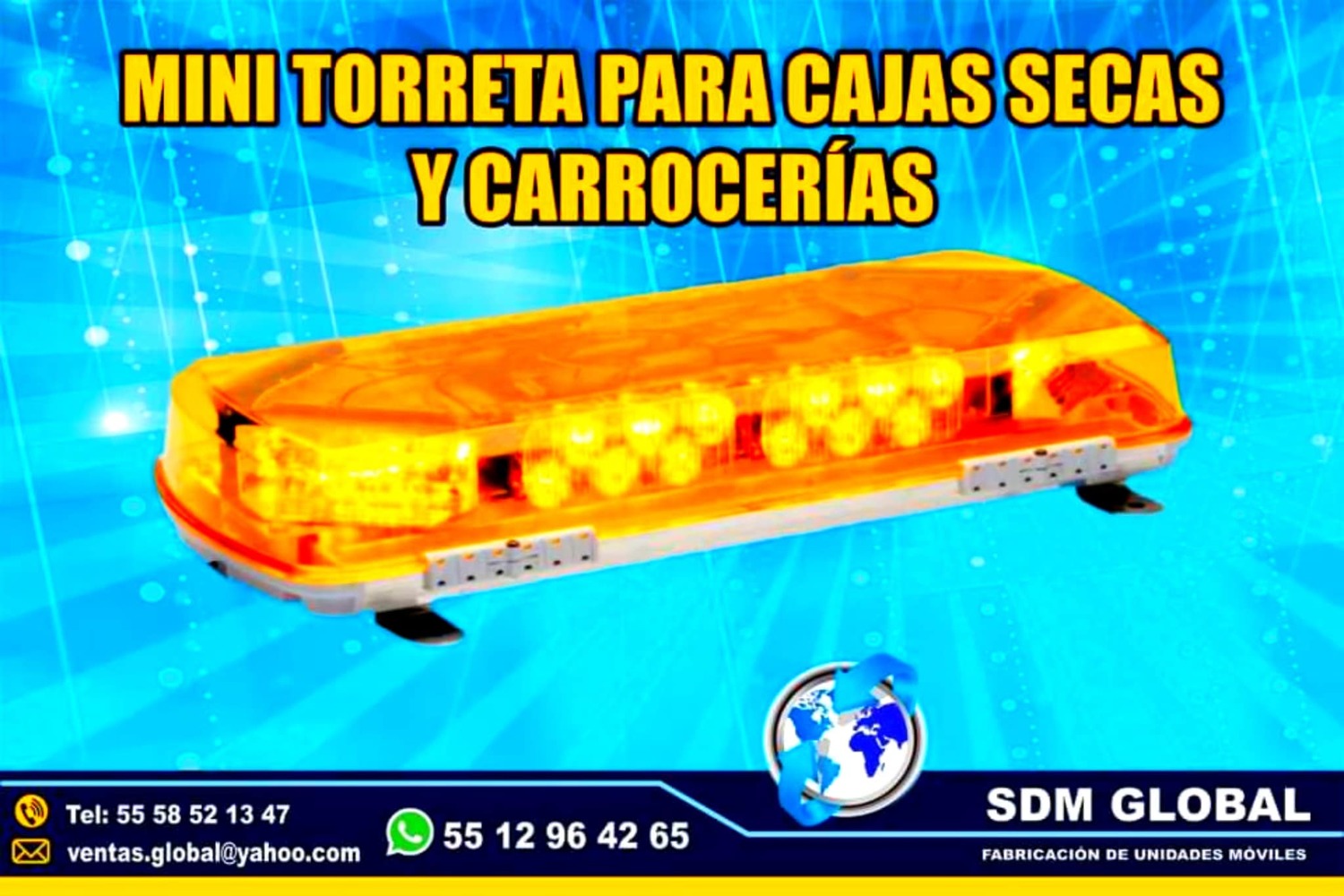 Venta de Mini Torreta de Leds color ambar para unidades moviles