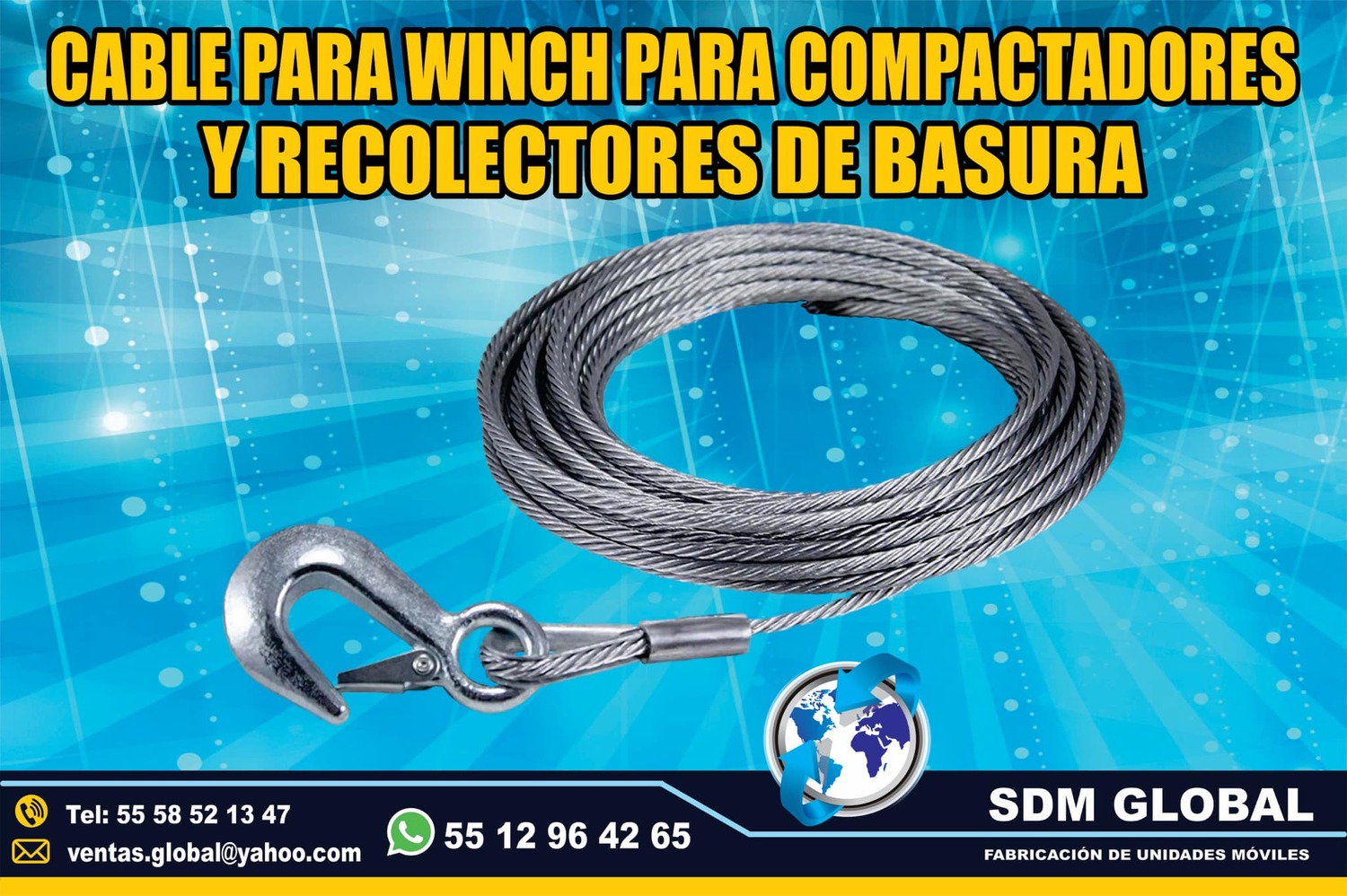 Venta de Cable para winch para compactadores recolectores de basura           <br>